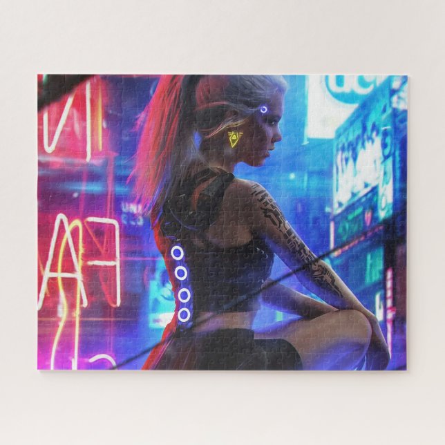 quebra-cabeça da menina ciberpunk (Horizontal)