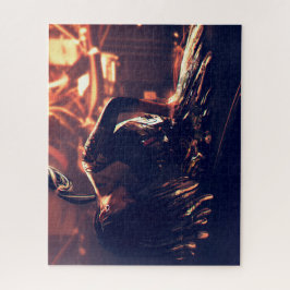 Quebra-cabeça da mulher do Cyberpunk do metal