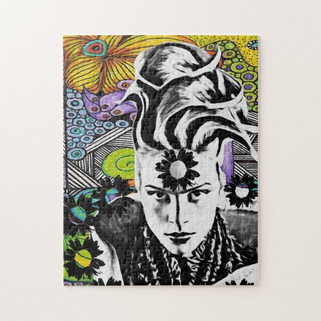 Quebra-cabeça da mulher do pop de Psicodelic (Vertical)