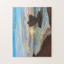 Quebra-cabeça da rocha do copo de chá com caixa de