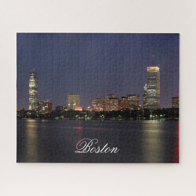 Quebra-cabeça da Silhueta de Boston Massachusetts (Horizontal)
