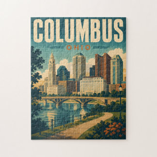 Quebra-cabeça da Silhueta de Columbus Ohio Vintage