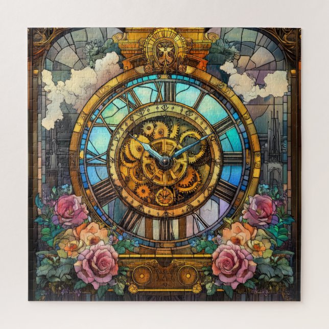 Quebra-cabeça da Torre do Relógio Steampunk (Vertical)
