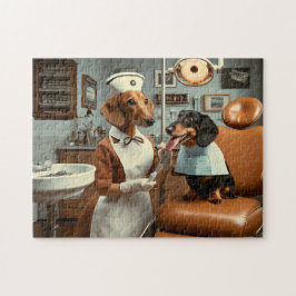 Quebra-cabeça Dachshund Dentist Retro Canine Dental