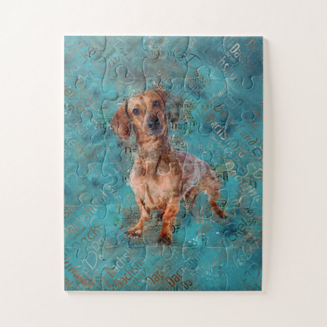 Quebra-cabeça Dachshund dog Mixed Media Art (Vertical)