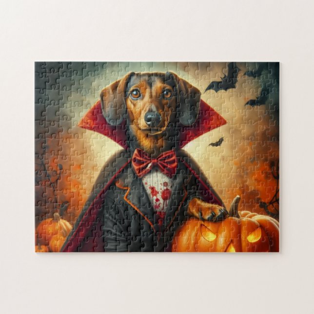 Quebra-cabeça Dachshund Halloween (Horizontal)