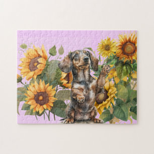 Quebra-cabeça Dachshund Sunflower