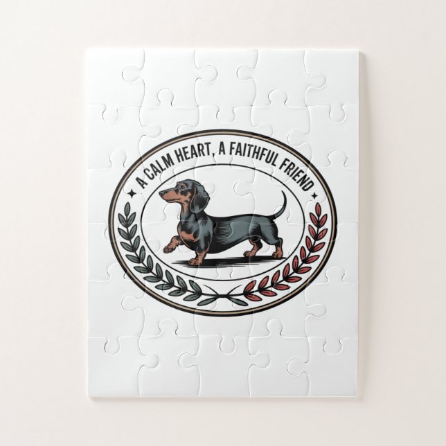 Quebra-cabeça Dachshund Um Coração Calmo, Um Amigo Fiel (Vertical)