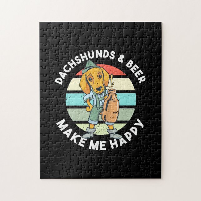 Quebra-cabeça Dachshunds e Cerveja Me Fazem Feliz (Vertical)