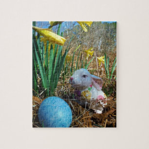 Quebra-cabeça Daffodils e ovo de Páscoa azul