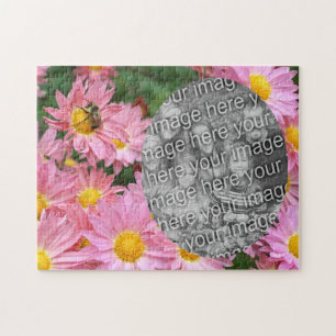 Quebra-cabeça Daisy Flowers E Bumble Bee Frame Adicionar Sua Fot
