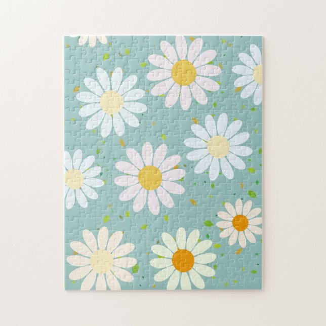 Quebra-cabeça Daisy Flowers Floral Pattern Girly Rainbow Pastel (Vertical)