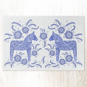 Quebra-cabeça Dala Horse Blue e White
