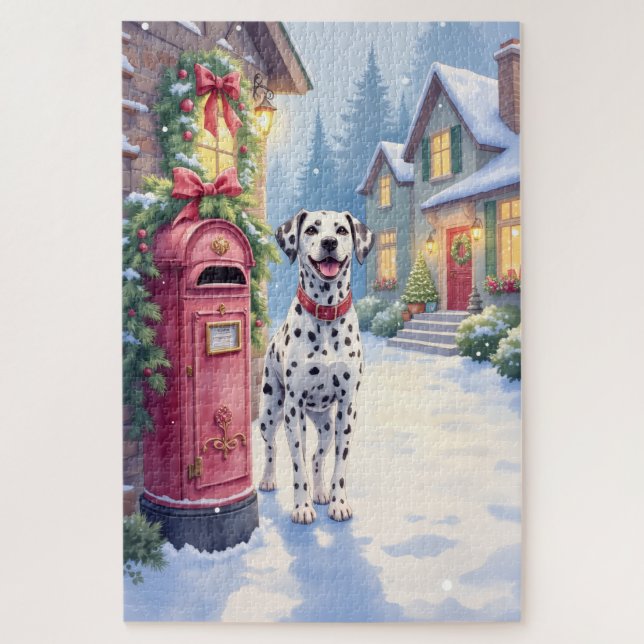Quebra-cabeça Dalmatian Festive Mailbox Christmas Art (Vertical)