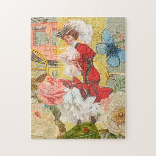 Quebra-cabeça Dama Vitoriana Mulher Elegante Rica Ilustração Ver (Vertical)