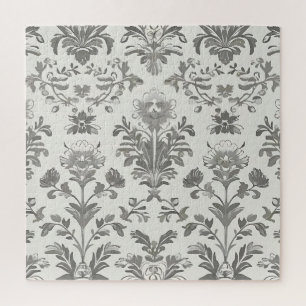 Quebra-cabeça Damasceno Floral Branco Vitoriano Vintage
