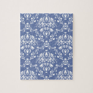 Quebra-cabeça Damasco Azul e Branco