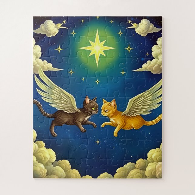 Quebra-cabeça Dança Celestial das Crianças de Gatos Ondas (Vertical)