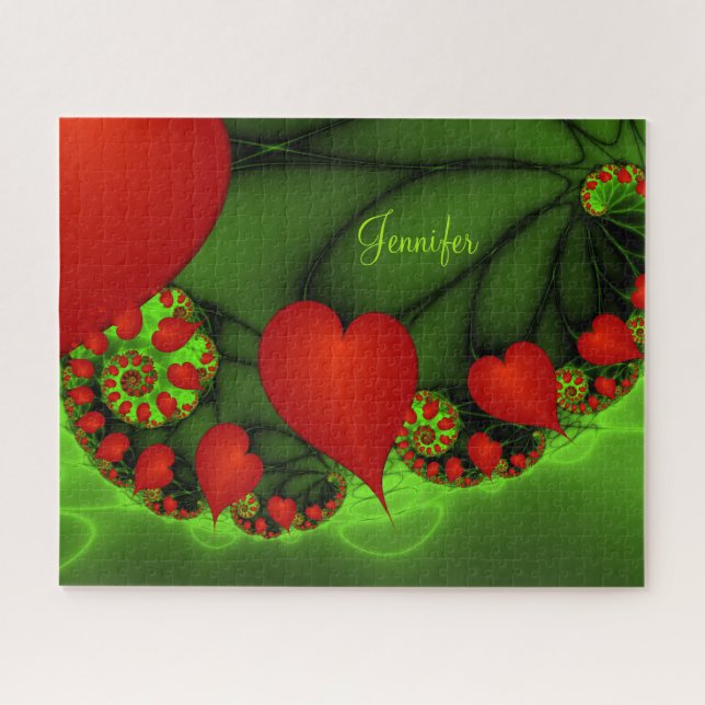 Quebra-cabeça Dançando Corações Vermelhos moderno Abstrato Fract (Horizontal)