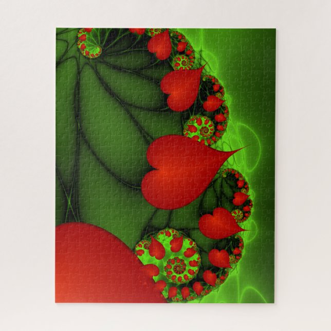 Quebra-cabeça Dançando Corações Vermelhos Modernos Arte Fractal  (Vertical)