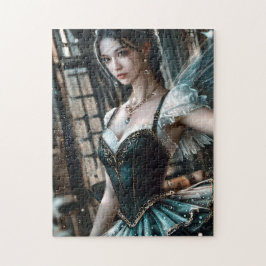 Quebra-cabeça Dançarina balé em um Tu Verde e Asas Fadas