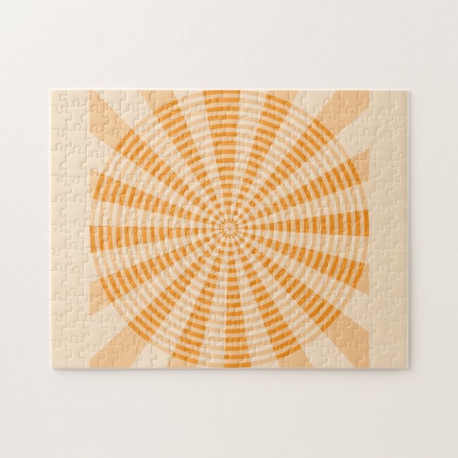 Quebra-cabeça Dandelion, Espiral Laranja, Arte Abstrata Boho (Horizontal)