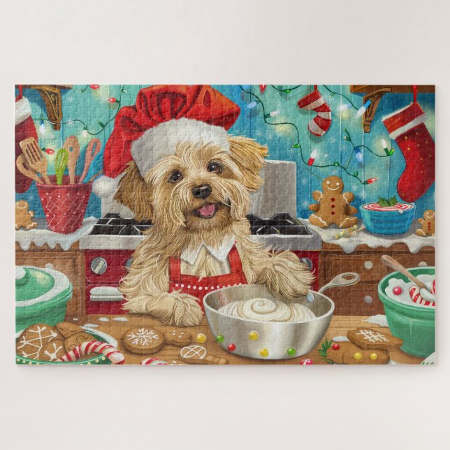 Quebra-cabeça Dandie Dinmont Terrier Holiday Baking: Natal (Horizontal)
