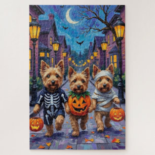 Quebra-cabeça Dandie Dinmont Terrier Pedindo Doces no Halloween