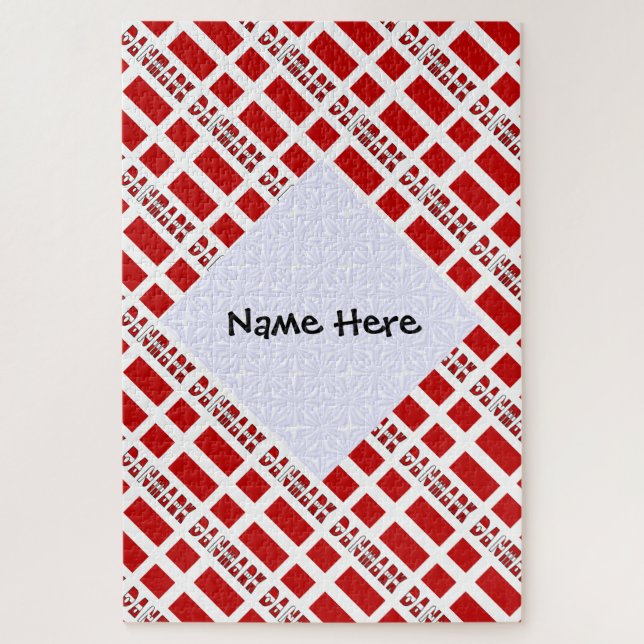 Quebra-cabeça DANMARK e Dannebrog Personalizado em Azulejos  (Vertical)