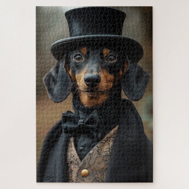Quebra-cabeça Dapper Dachshund no Ataque Victoriano Elegante (Vertical)