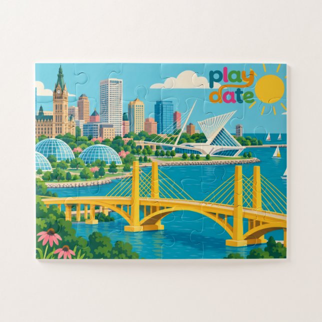 Quebra-cabeça Data de Jogo Cor Milwaukee Kids Puzzle (Horizontal)