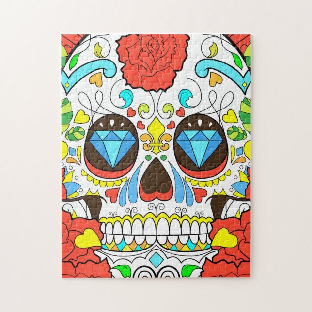 Quebra-cabeça Day of the Dead Colorful Skull Art (Vertical)