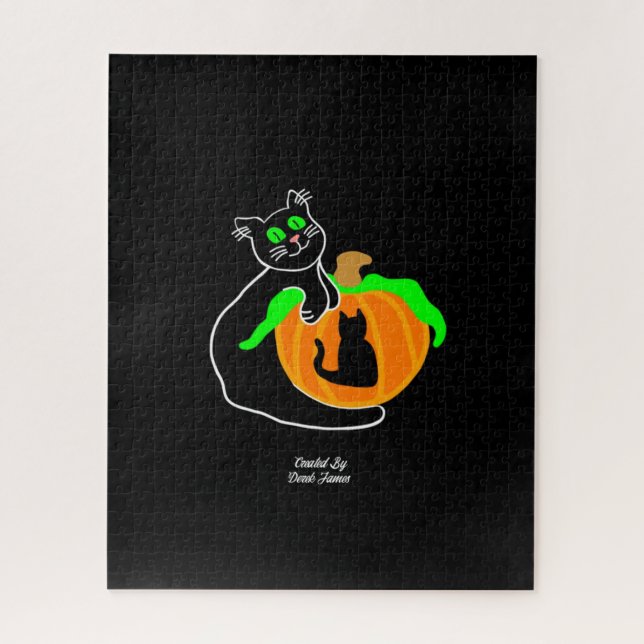 Quebra-cabeça de abóbora de gato preto (520 peças) (Vertical)