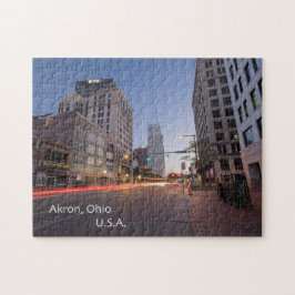 Quebra-cabeça de Akron, Ohio com caixa de presente