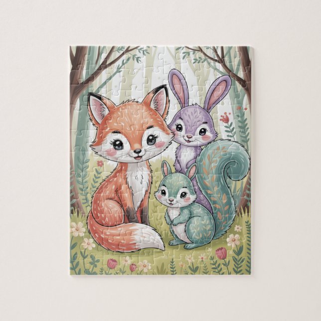 Quebra-cabeça de animais da floresta (Vertical)