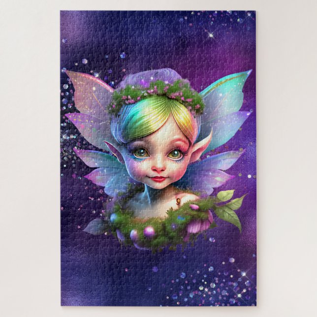 Quebra-cabeça de aniversário infantil fada duende (Vertical)