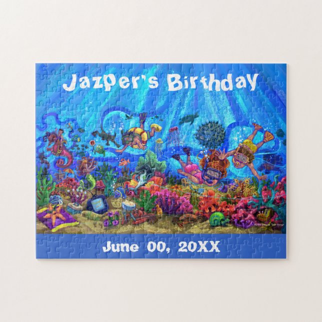 Quebra-cabeça de aniversário personalizável sob o  (Horizontal)