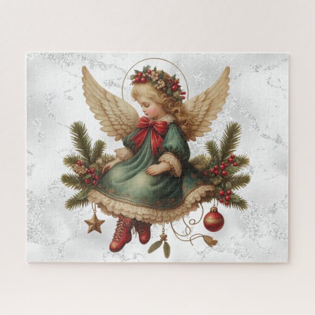 Quebra-cabeça de Anjo de Natal Antigo (Horizontal)