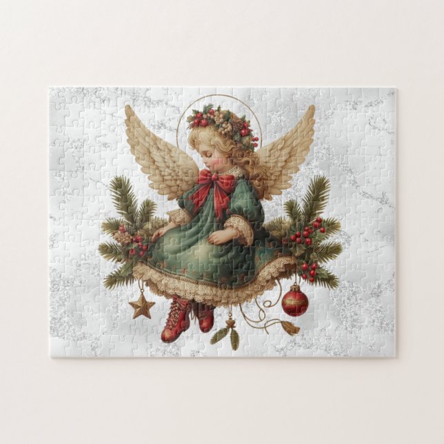 Quebra-cabeça de Anjo de Natal Antigo (Horizontal)