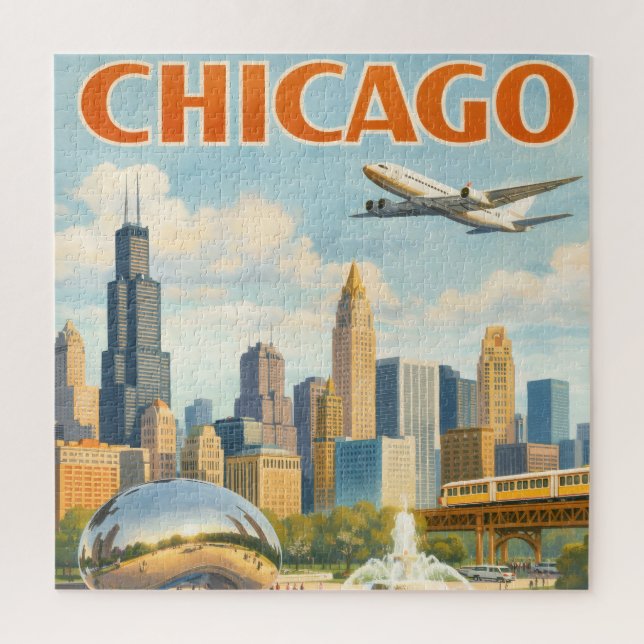 Quebra-cabeça de Anúncio Antigo de Chicago (Vertical)