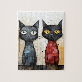 Quebra-cabeça de Aquarela de Dois Gatos