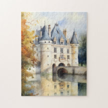 Quebra-cabeça de Aquarela do Castelo Francês Majes