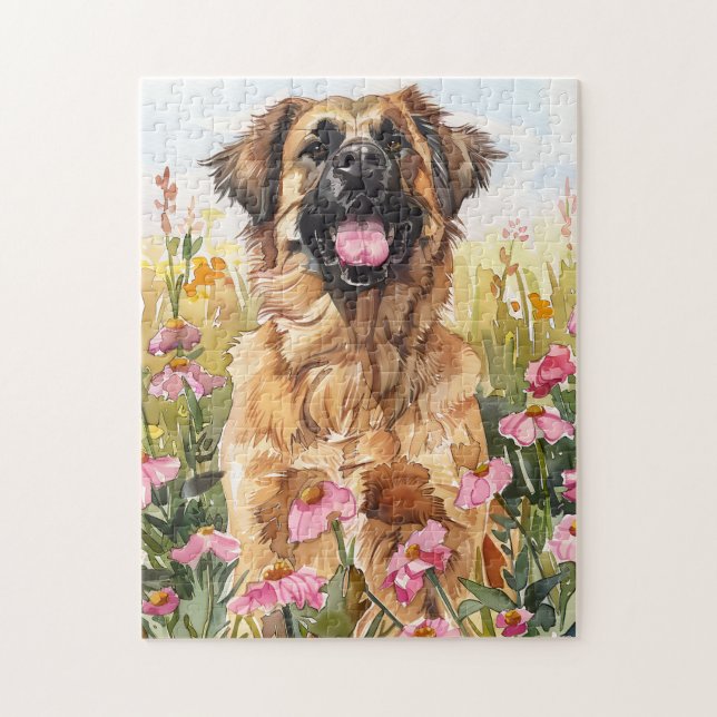 Quebra-cabeça de Aquarela Leonberger (Vertical)