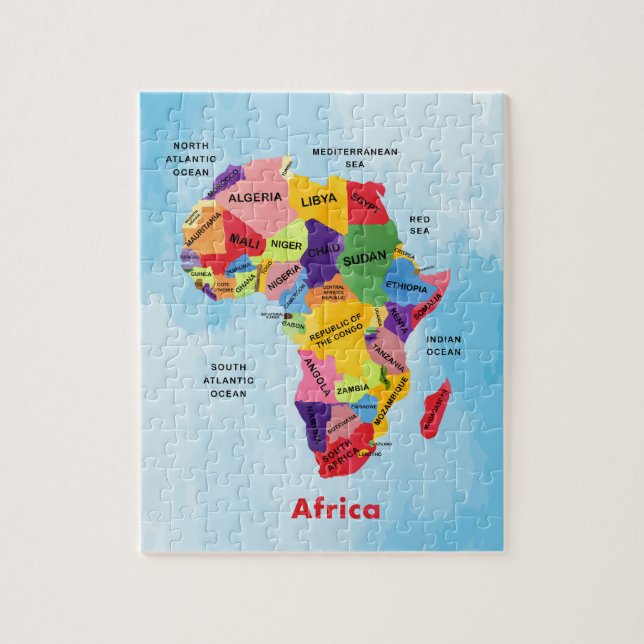 Quebra-cabeça de arte aquarela do mapa da África (Vertical)