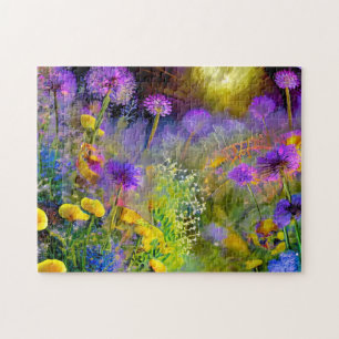 Quebra-cabeça De Arte Com Flor Roxo Fácil Cérebro
