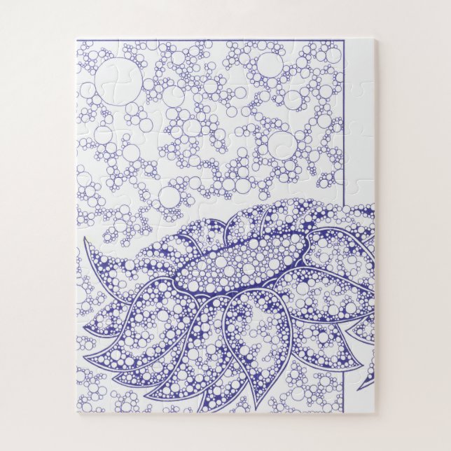 Quebra-cabeça de Arte de Bolhas Florais Azuis (Vertical)