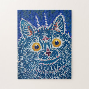 Quebra-cabeça de arte de colheita de gatos azuis