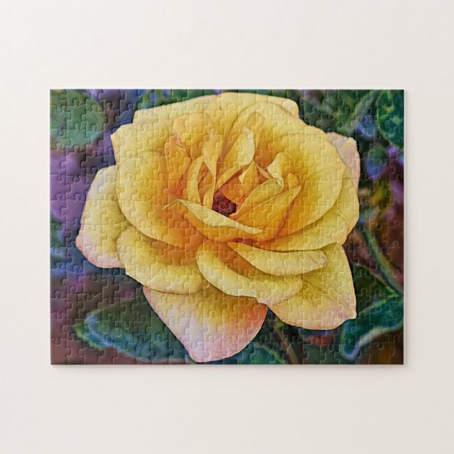 Quebra-cabeça de Arte de Flor de Rosa Amarela (Horizontal)