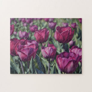 Quebra-cabeça de Arte de Flor de Tulipas Roxas