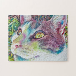 Quebra-cabeça de Arte de Gato Colorida